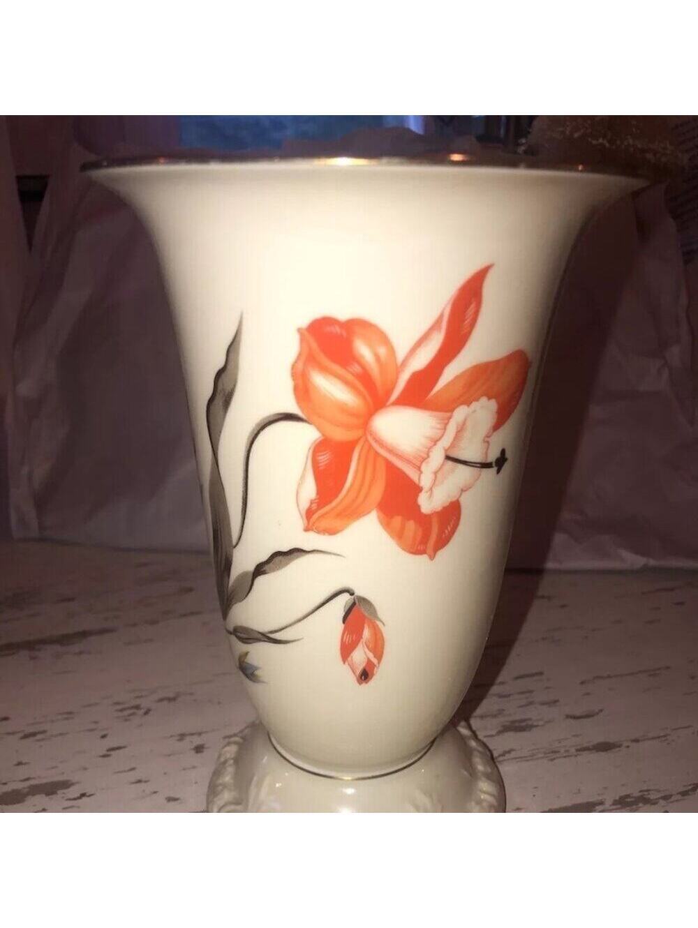 Heinrich Co Selb Bavaria Handpainted Porcelain Vase - Signed